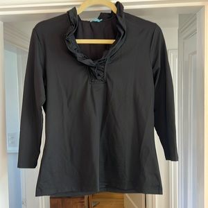 McLaughlin black 3/4 sleeve ruffle top